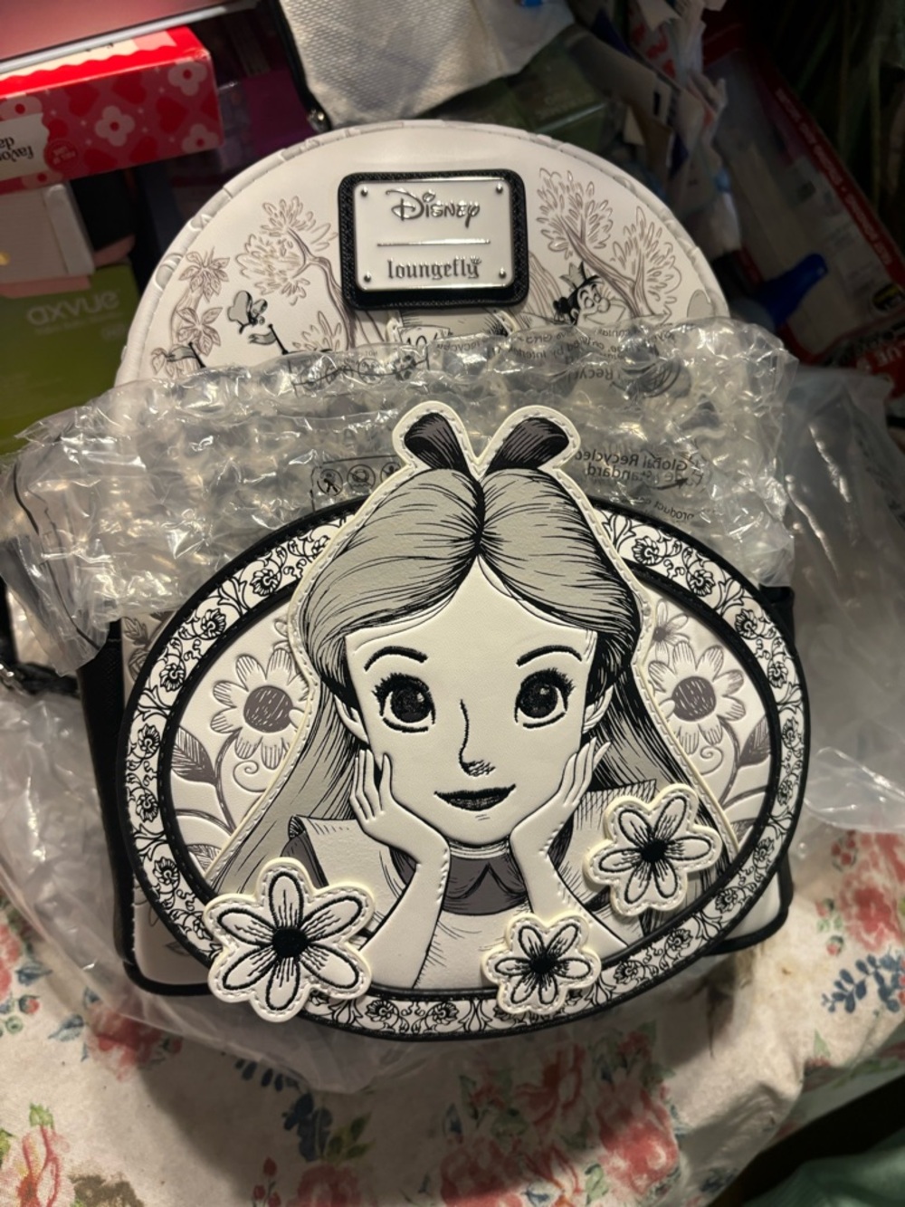 Loungefly Alice in Wonderland Black & White  Mini Backpack